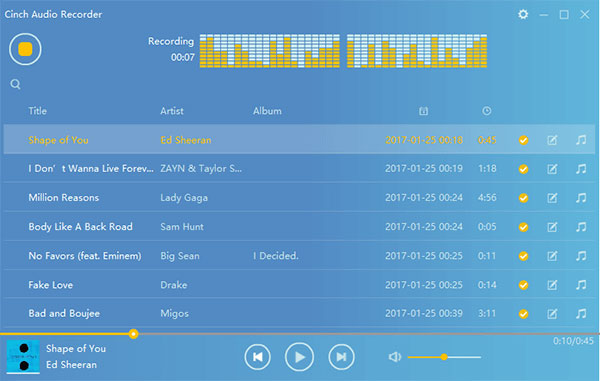 cinch spotify recorder