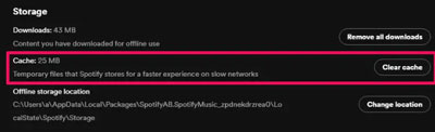 clean spotify cache to fix spotify liked songs missing