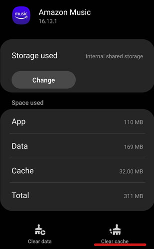 clear cache for amazon music not downloading android