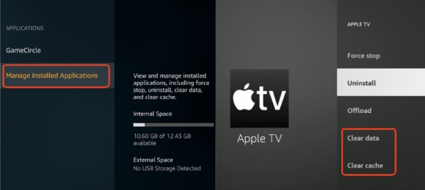 clear apple tv cache data on firestick