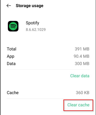 clear spotify cache files on android