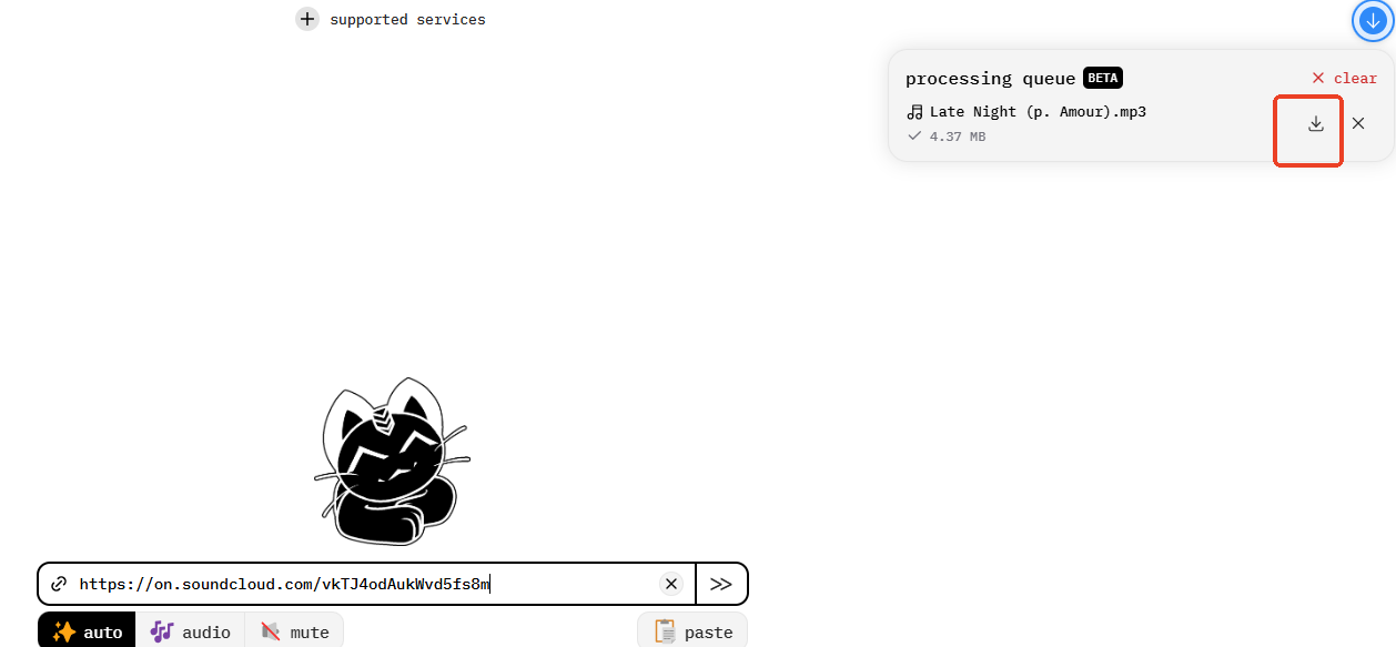click download button to dowload soundcloud song from cobalt