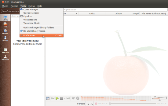 click preferences in clementine