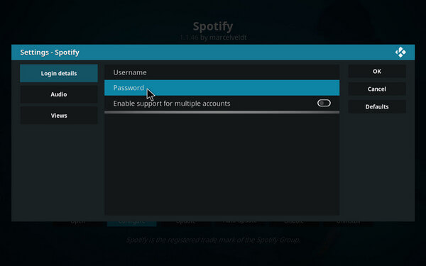 configure spotify for kodi