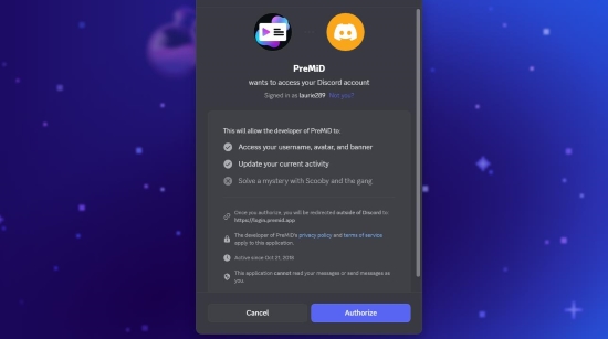 connect discord to premid