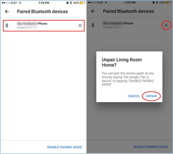 unpair google home bluetooth devices