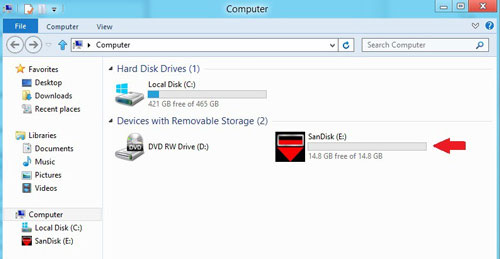 plug sandisk mp3 player into computer