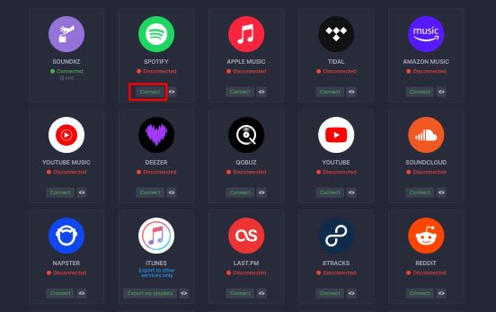 connect Spotify Soundiiz