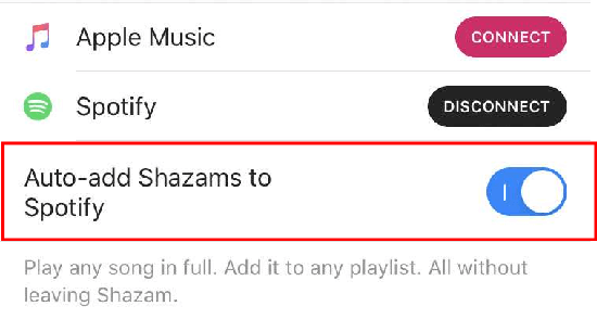 complete the connection of shazam spotify