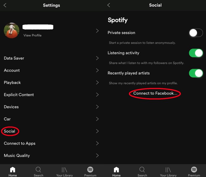 connect spotify to facebook