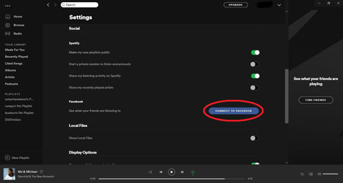 connect spotify to facebook