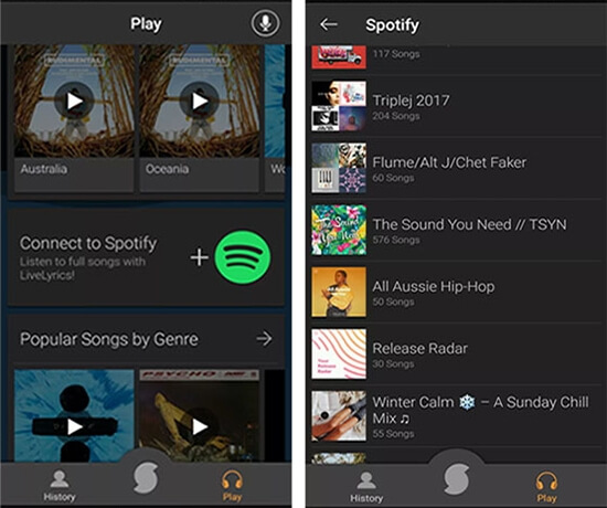 connect to spotify on soundhound