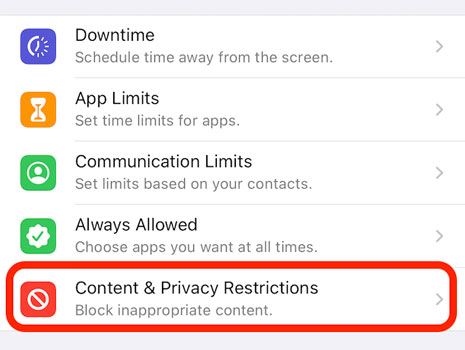content and privacy restrictions in iphone settings app