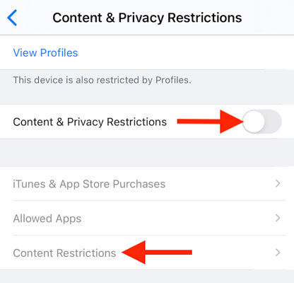content restrictions on iphone