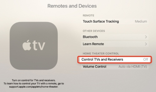 control tvs and receivers on apple tv