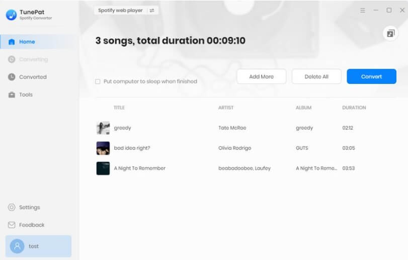 conversion result of tunepat spotify converter