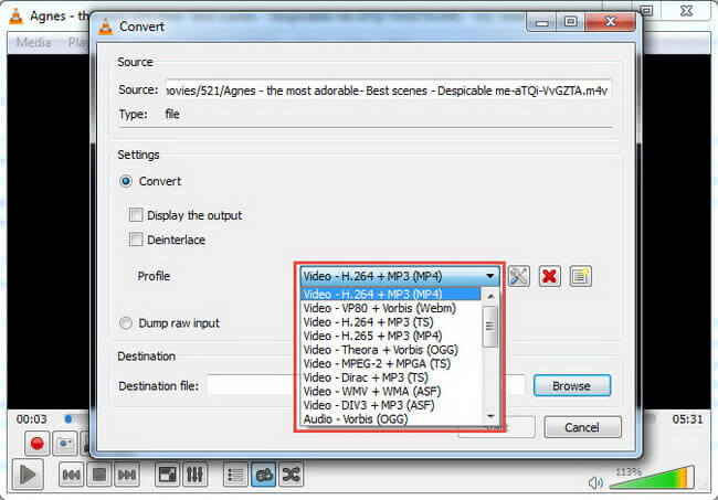 convert mkv video on vlc