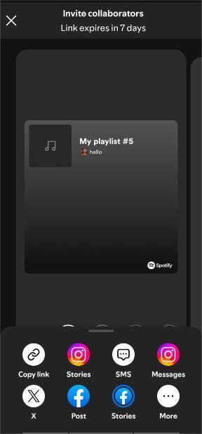 Copy link to share playlist on mobile