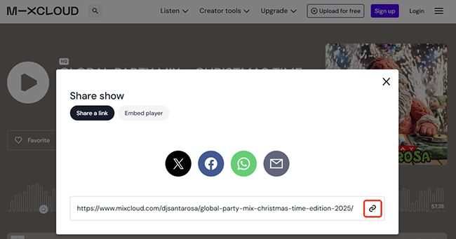 copy mixcloud link
