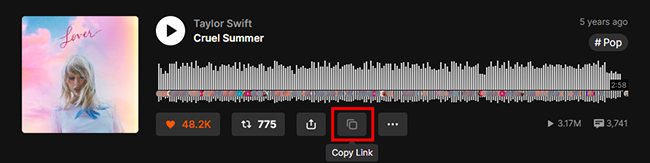 copy soundcloud link