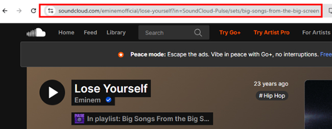 copy soundcloud url from web