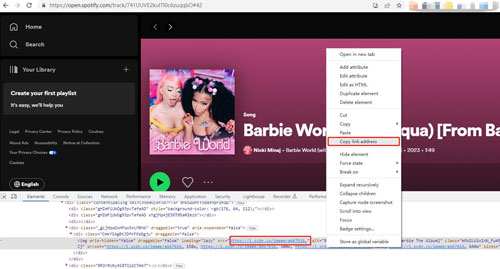 copy spotify song image link address