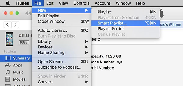 create smart playlist itunes