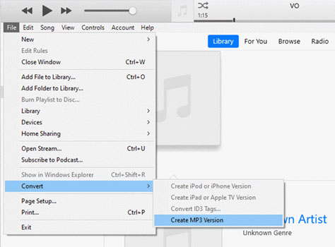 convert unprotected apple music to mp3 with itunes
