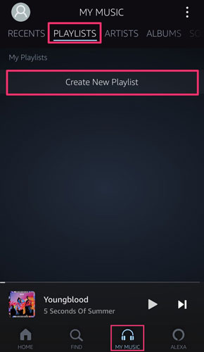 create new playlist for amazon music to yamaha receiver