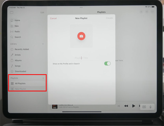 create new playlist on ipad
