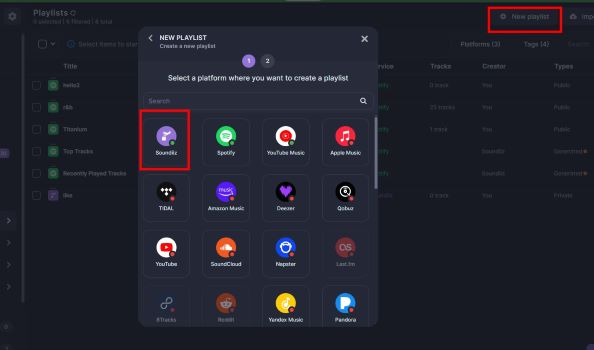 create Soundiiz playlist