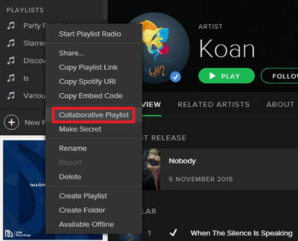 spotify collaborative playlist computer