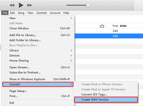 create wav version in itunes