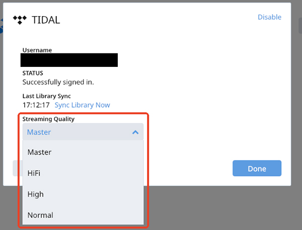customize tidal quality roon