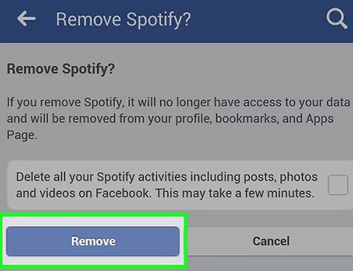 deactivate spotify from facebook