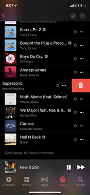 delete a song from recently played apple music