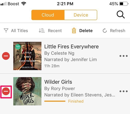 delete audible books on ios