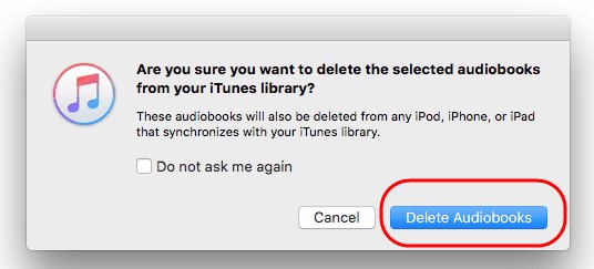 delete audible audiobooks from itunes