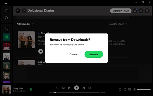 delete all downloaded spotify podcasts