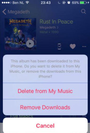 delete songs from music app iphone