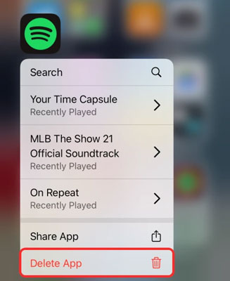 delete spotify app on iphone