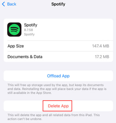 delete spotify on iphone