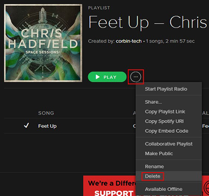 delete a playlist on spotify desktop