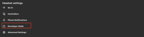 developer mode in meta quest