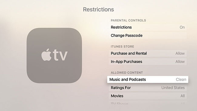 lock explicit apple music tracks on apple tv