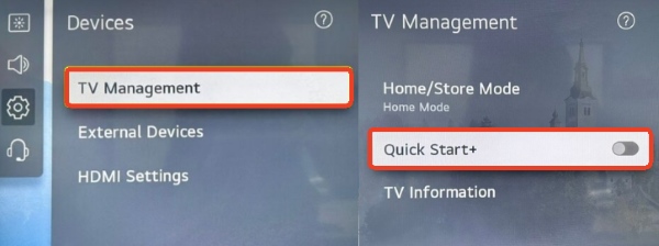 disable quick+ on lg tv