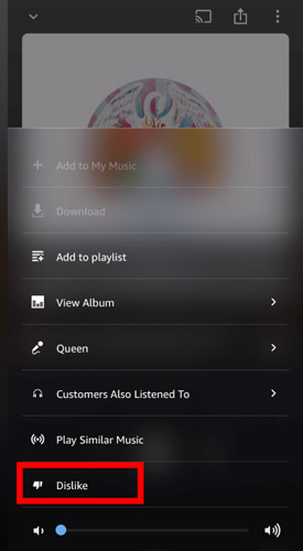 how do you dislike a song on amazon music