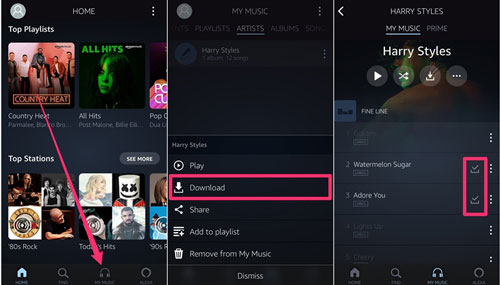 download music from amazon music unlimited on mobile