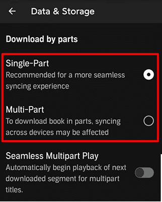 download audible audiobooks by multi parts mobile