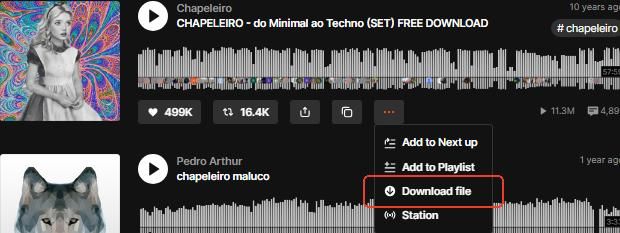 download button for soundcloud song